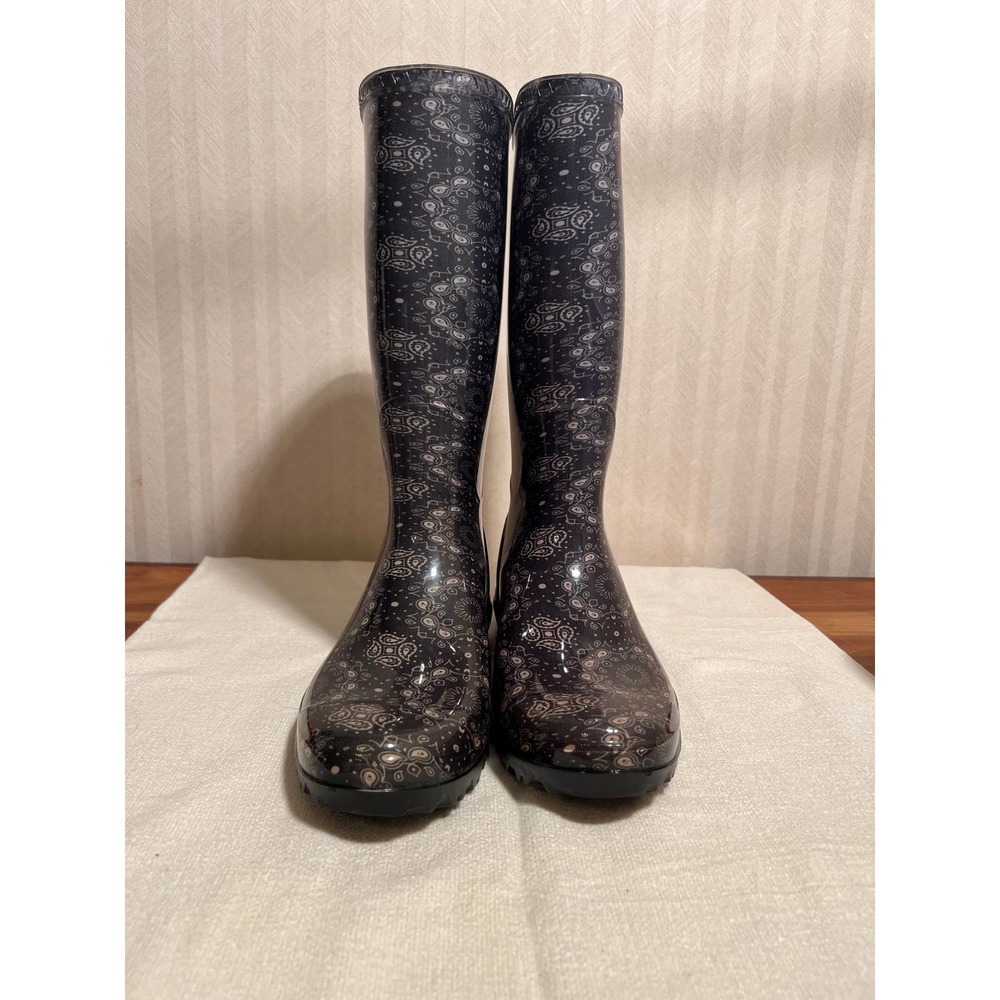 UGG Boots Shaye Tall Bandana Paisley Blue Rain Boots Womens Size 9
